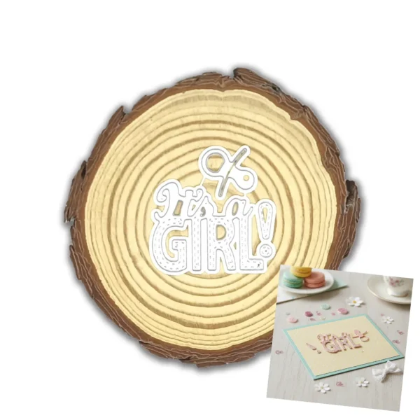 troquel suaje texto It's a Girl es una niña bebé web