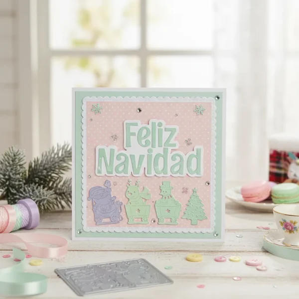 troquel suaje texto feliz navidad con doble capa ejemplo