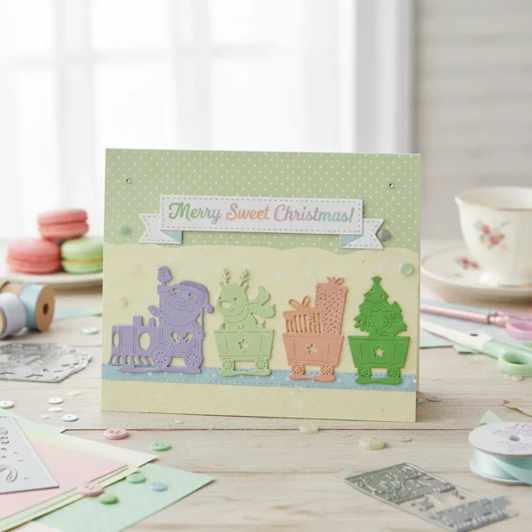 troquel suaje tren navidad Santa Claus renos árbol de navidad ejemplo