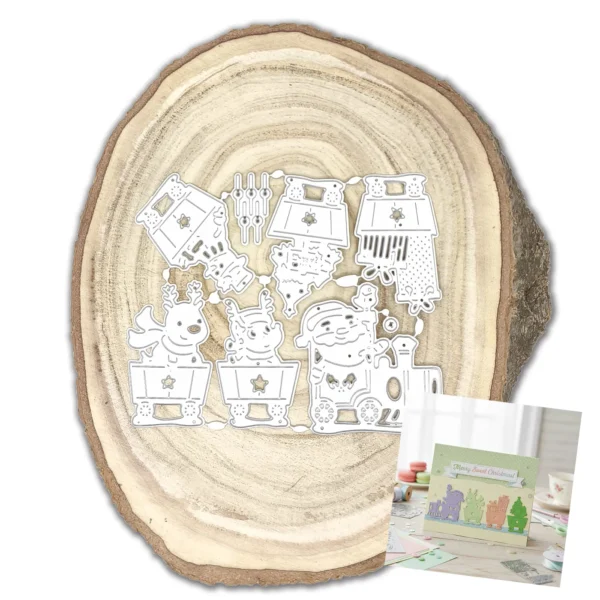 troquel suaje tren navidad Santa Claus renos árbol de navidad web