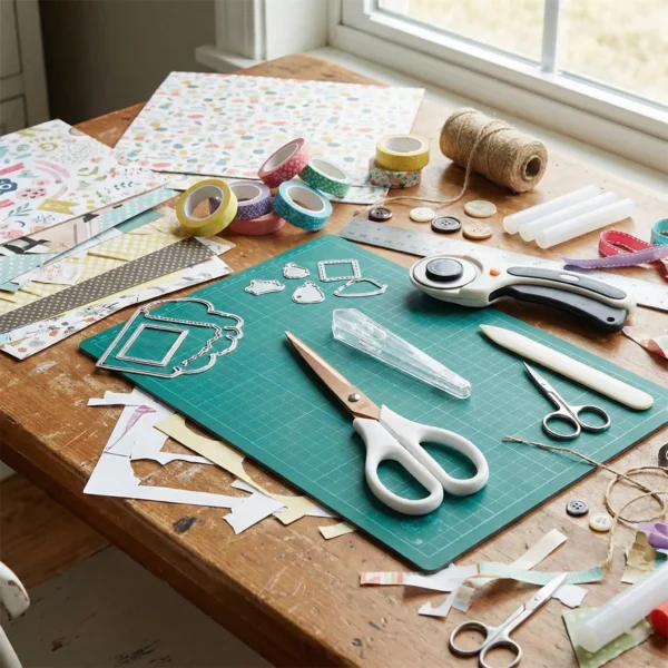 tijera de corte mango blanco con hojas doradas 3