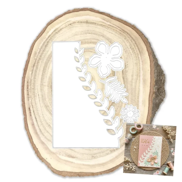 troquel suaje borde de hojas con flores web