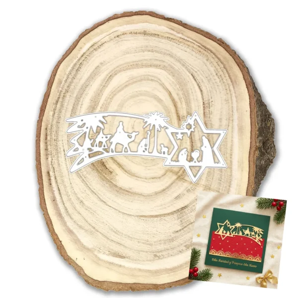 troquel suaje estrella fugaz con nacimiento Belén y reyes magos web