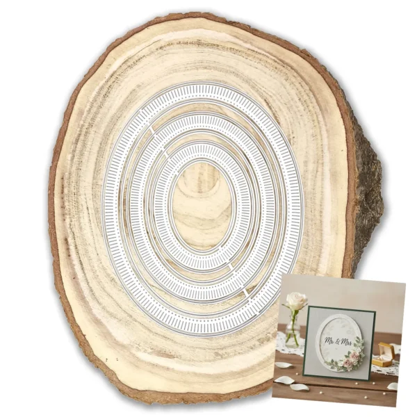 troquel suaje set de marcos ovalados con doble capa y borde a rayas Suzzy web